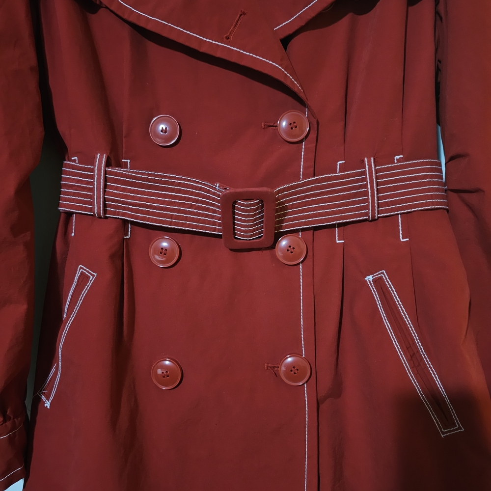 Esprit Vibrant Red Trench Coat with Belt - Picture 6 of 8